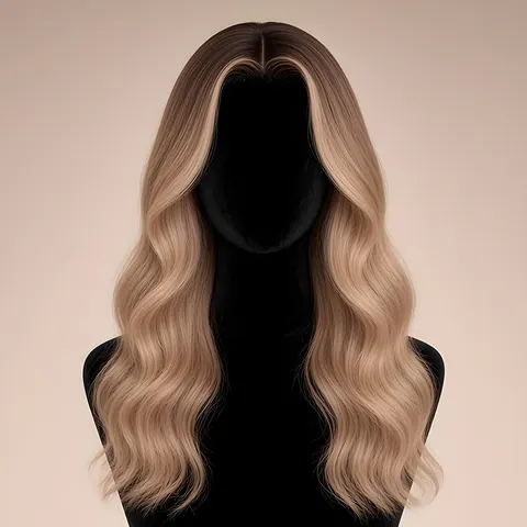 Louise, HD 13x5 lace front · Dark-Rooted Champagne Blonde Balayage · body wave