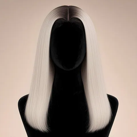 Joséphine, Lace front HD 13x5 · Dark-Rooted Icy Platinum Blonde · lisse