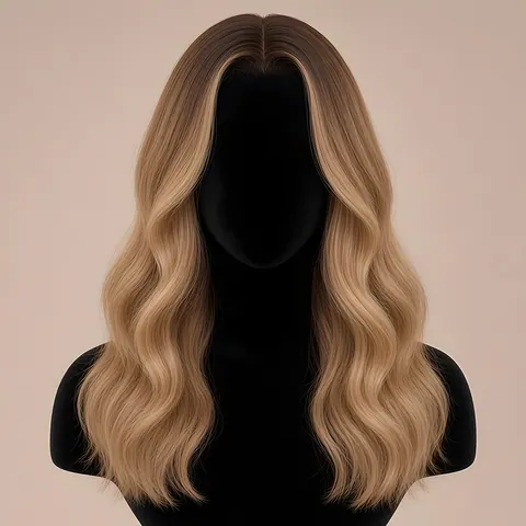 Aude, HD 5x5 Closure · Sun-Kissed Warm Tone Brown with Blonde Highlights · lockere Welle