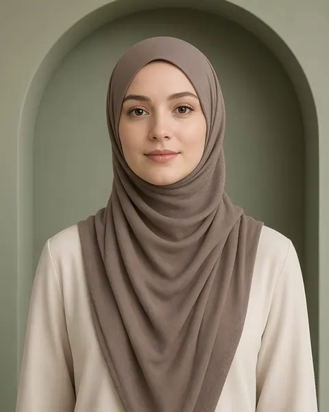 Adjustable instant hijab – Taupe – worn