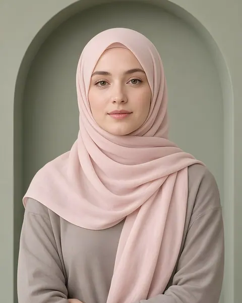 Air-jersey hijab – Poederroze – gedragen