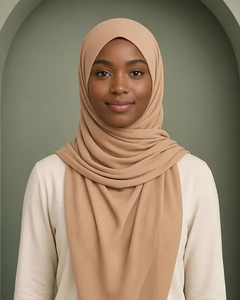 Hijab en jersey air – Nude – porté