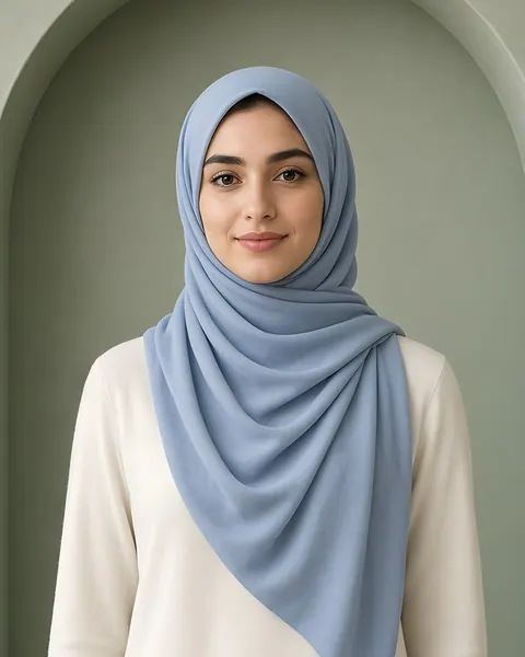 Hijab de punto air – Azul empolvado – puesto