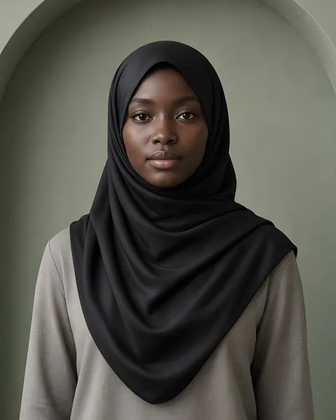 Hijab en jersey de bambou – Noir – porté