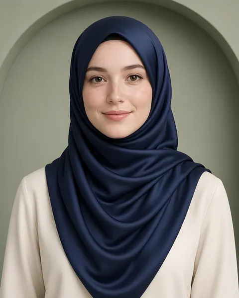 Bamboe-jersey hijab – Marine – gedragen