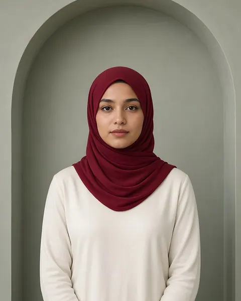Katoenen jersey hijab – Bordeaux – gedragen