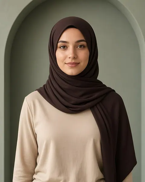 حجاب جيرسي قطني – إسبريسو – أثناء الارتداء