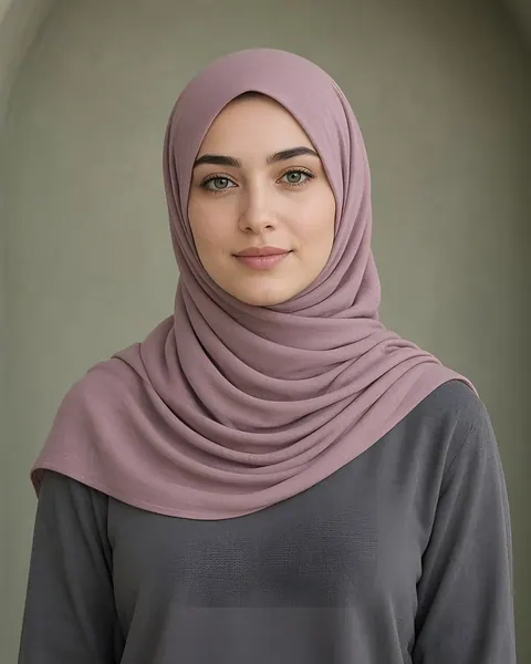 Hijab in jersey di cotone – Malva – indossato