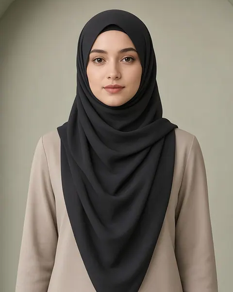 Hijab Crêpe Lux – Negro – puesto