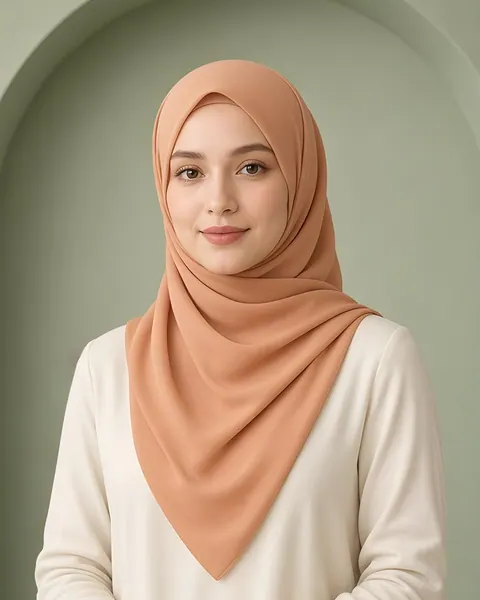 Hijab Crêpe Lux – Caramel – porté
