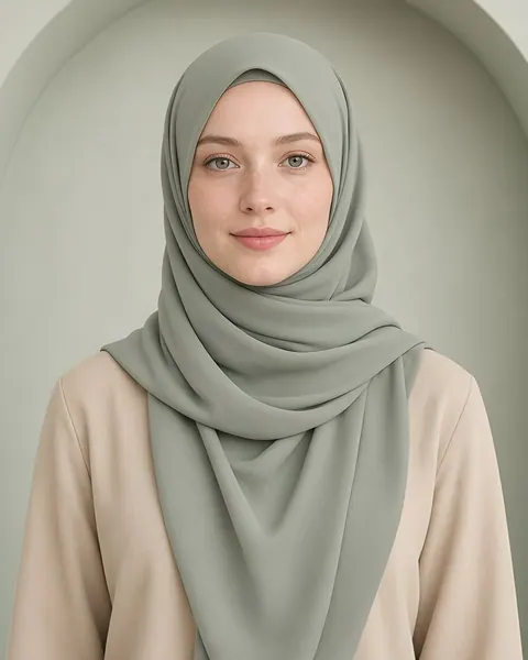 Crêpe Lux hijab – Sage – worn