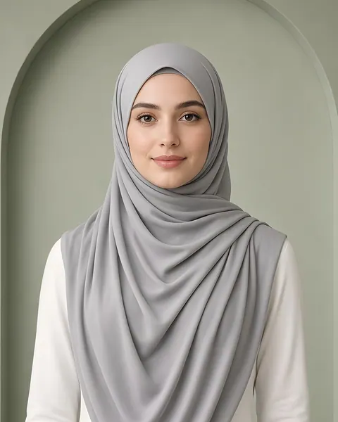 Hijab de punto líquido – Gris paloma – puesto