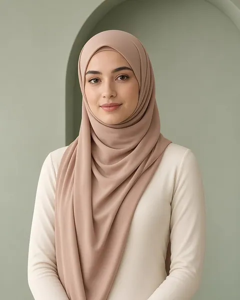 Hijab en jersey liquide – Nude – porté