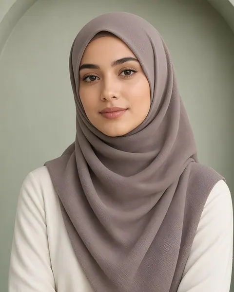 Hijab en crêpe Medina – Champignon – porté