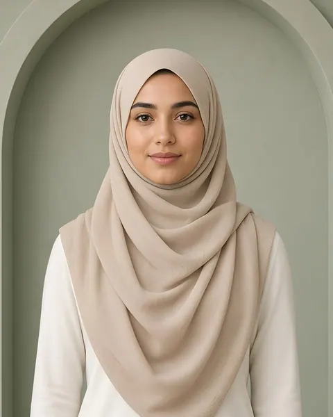 Medina-Crêpe-Hijab – Sand – getragen
