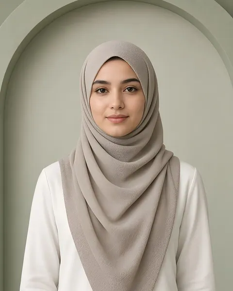 Medina crêpe hijab – Stone – worn