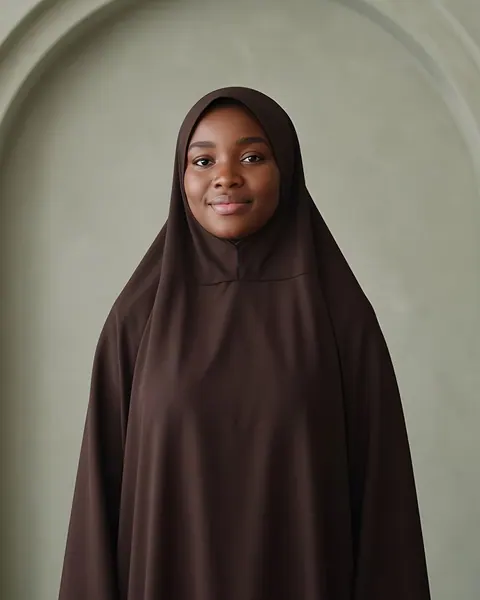 Jilbab in crêpe Medina – Cioccolato – indossato