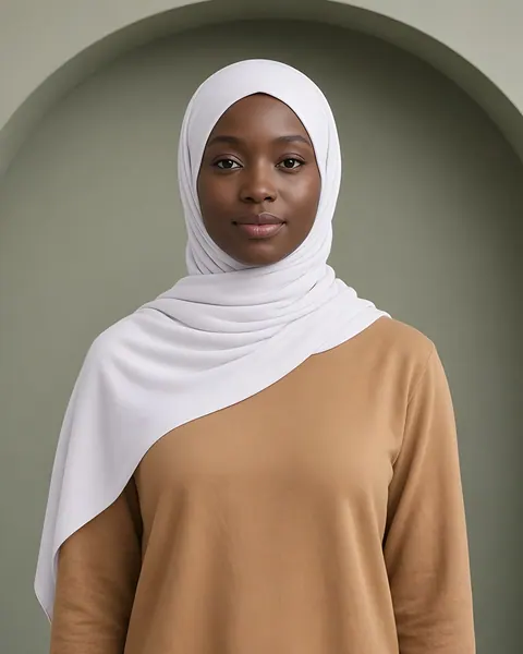 Premium jersey hijab – White – worn