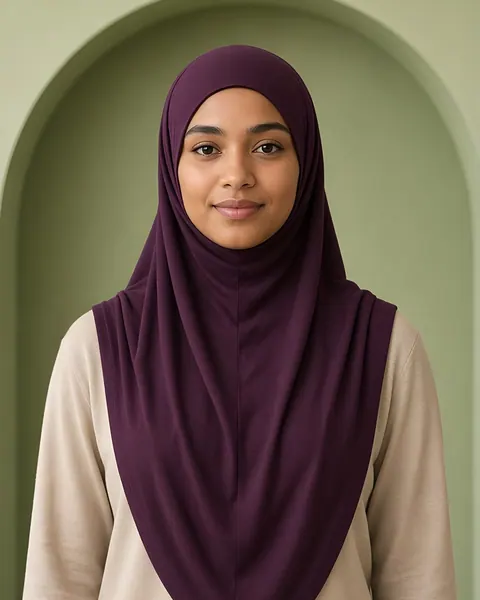 Hijab de punto para poner – Berenjena – puesto