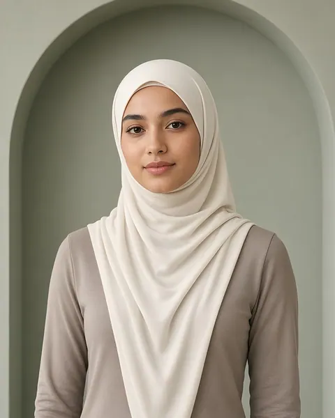 Hijab à enfiler en jersey – Ivoire – porté