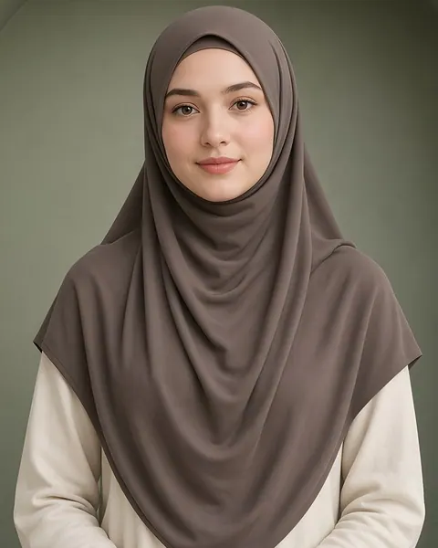 Slip-on jersey hijab – Mocha – worn