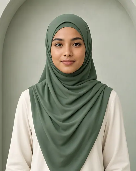 Hijab à enfiler en jersey – Sauge – porté