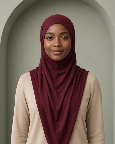 Hijab turbante 2 in 1 – Bordeaux – indossato