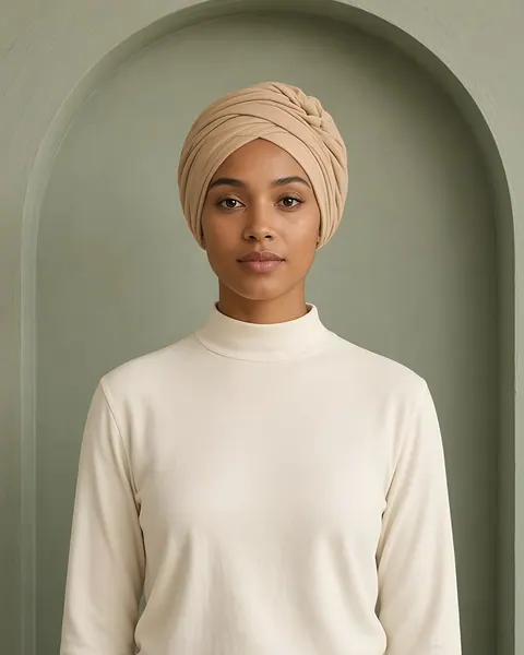 2-in-1 turban hijab – Sand – worn