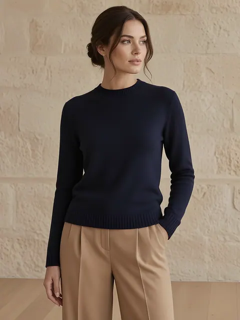Maglia girocollo in cashmere – blu navy, Cashmere · lavorato in Italia