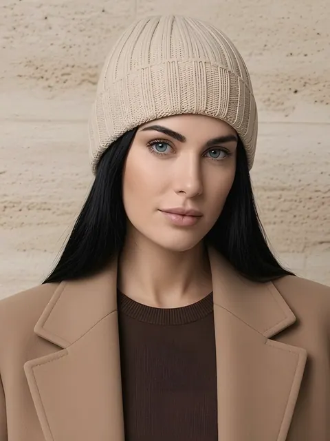 Berretto a coste in cashmere – crema, Cashmere · lavorato in Italia