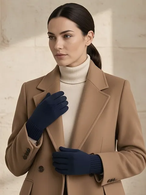 Guanti in cashmere – blu navy, Cashmere · lavorato in Italia