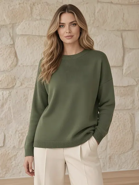 Maglia oversize in cashmere – verde oliva, Cashmere · lavorato in Italia