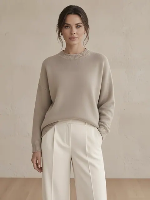 Maglia oversize in cashmere – tortora, Cashmere · lavorato in Italia