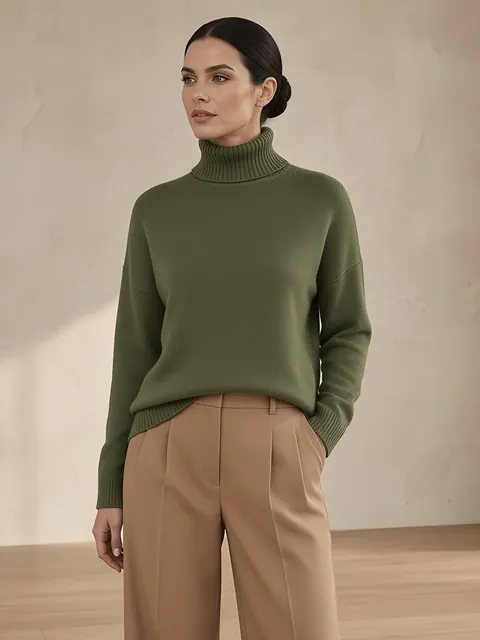 Dolcevita oversize in cashmere – verde oliva, Cashmere · lavorato in Italia