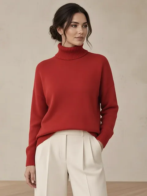 Dolcevita oversize in cashmere – rosso, Cashmere · lavorato in Italia
