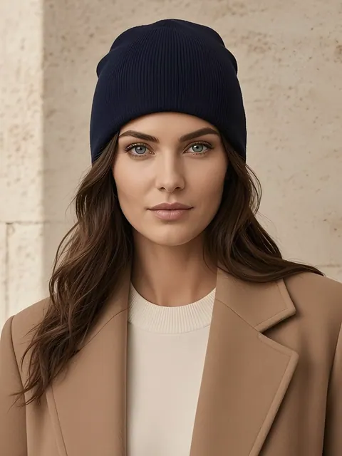 Berretto rasato in cashmere – blu navy, Cashmere · lavorato in Italia