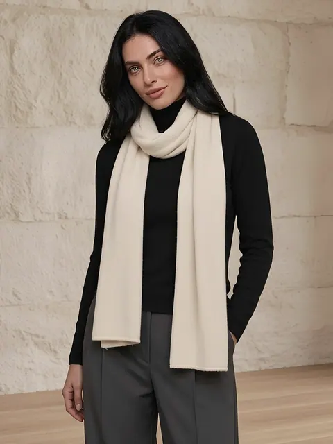 Sciarpa rasata in cashmere – crema, Cashmere · lavorato in Italia