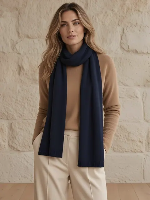 Sciarpa rasata in cashmere – blu navy, Cashmere · lavorato in Italia