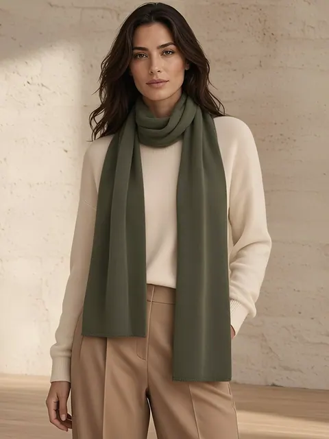 Sciarpa rasata in cashmere – verde oliva, Cashmere · lavorato in Italia