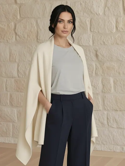 Stola in cashmere – crema, Cashmere · lavorato in Italia