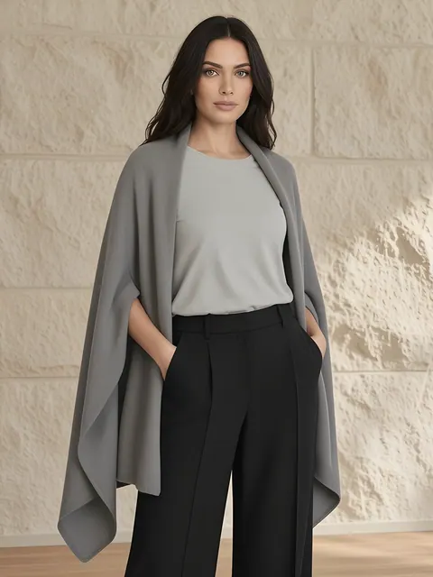 Stola in cashmere – grigio, Cashmere · lavorato in Italia