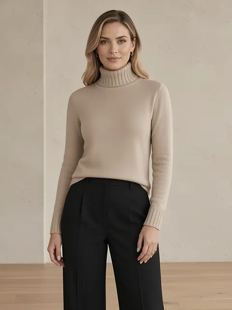 Dolcevita in cashmere – beige, Cashmere · lavorato in Italia