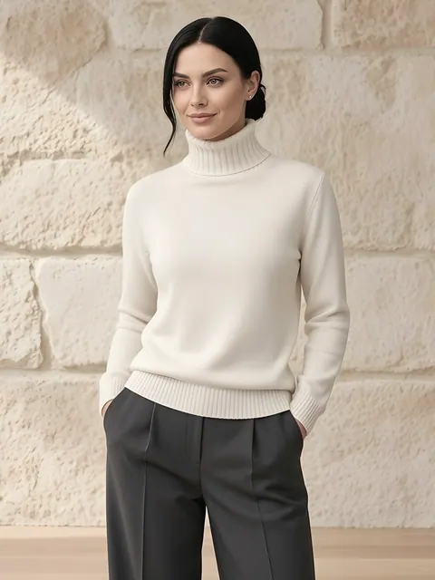 Dolcevita in cashmere – bianco, Cashmere · lavorato in Italia