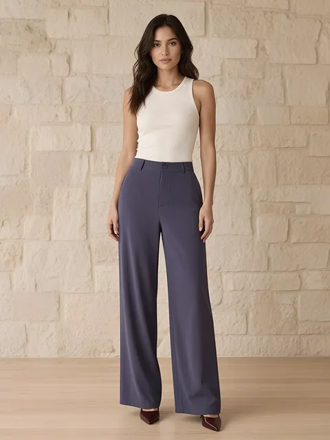 Fließende weite Hose – Blau, Baumwolle