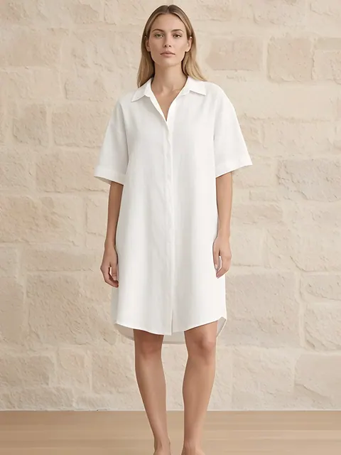 Oversized blousejurk van linnenmix – wit, Linnenmix · gemaakt in Italië
