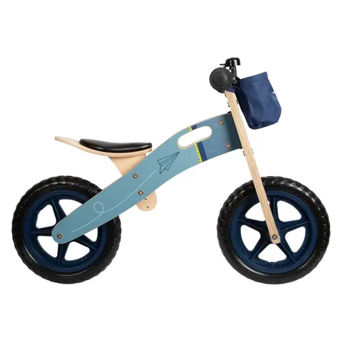 Houten loopfiets met vliegtuigjes – nog een aanzicht