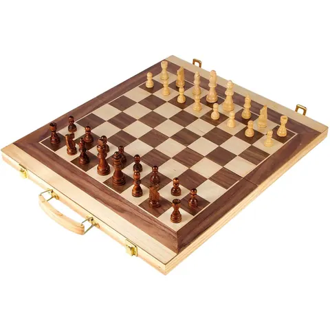 Chess and backgammon in a wooden case