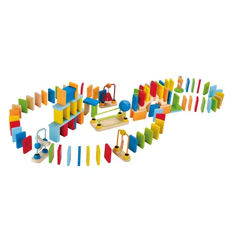 Domino run with bridge and bell, 100 pieces