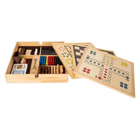 Wooden games box, 20 classics