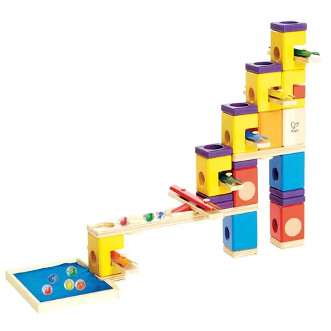 Wooden marble run with music, 97 pieces